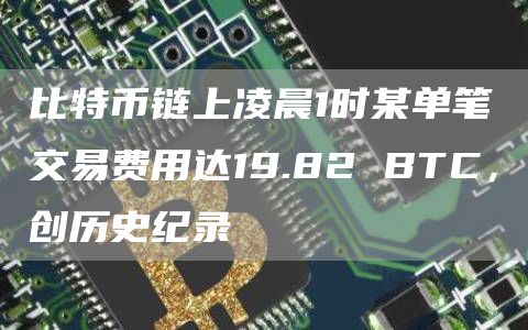 比特币链上凌晨1时某单笔交易费用达19.82 BTC，创历史纪录-第1张图片-旋风百科